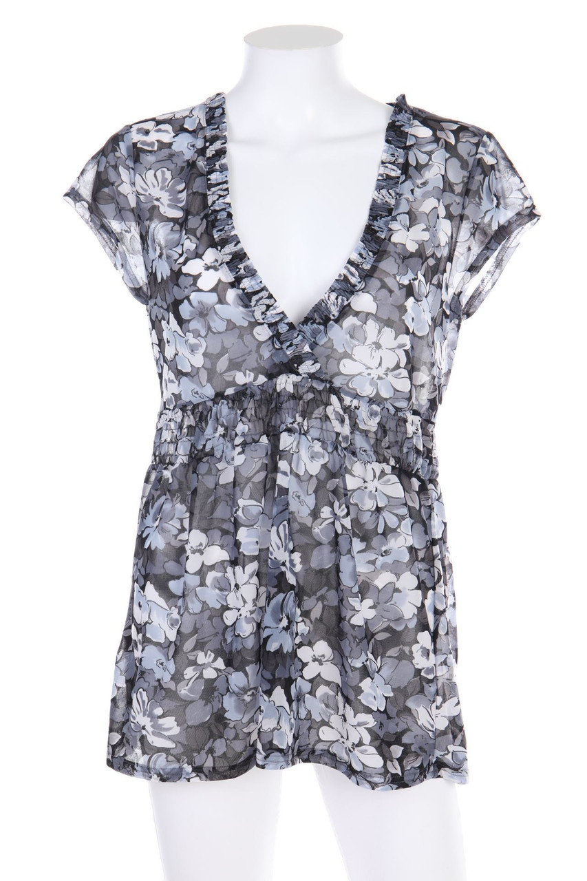 VERO MODA - Kurzarm-Bluse mit floralem Muster - L