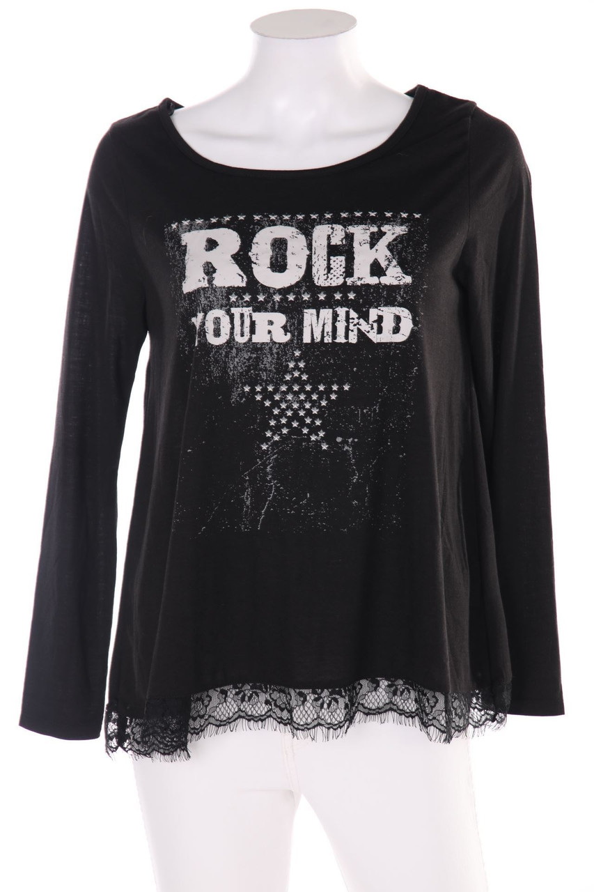 RAINBOW - Longsleeve-Shirt with Print with Lace Insert - L