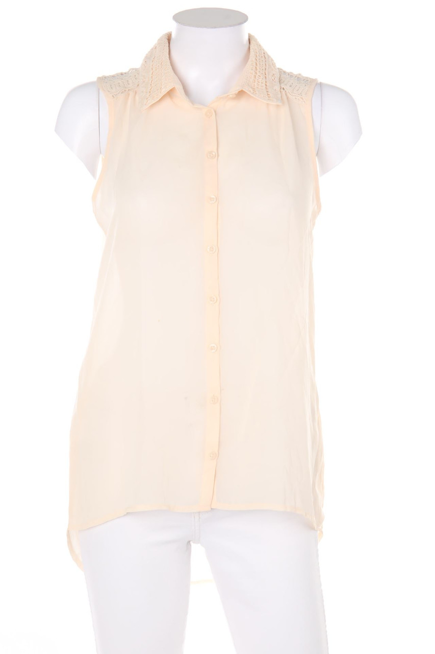 AMISU - Blouse Top with Lace Insert - XS
