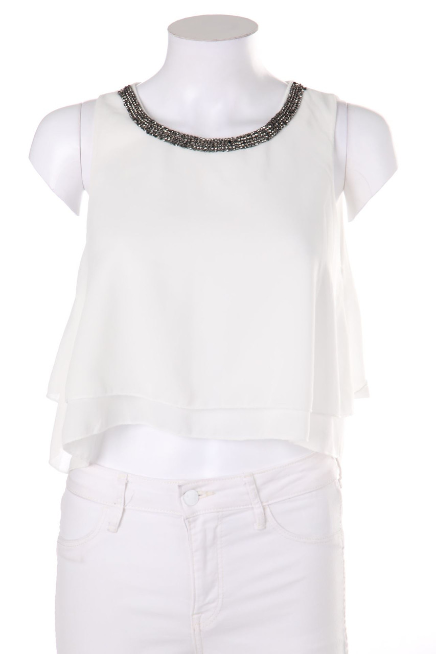 zebra - Blouse Top with Jewelry Stones - S