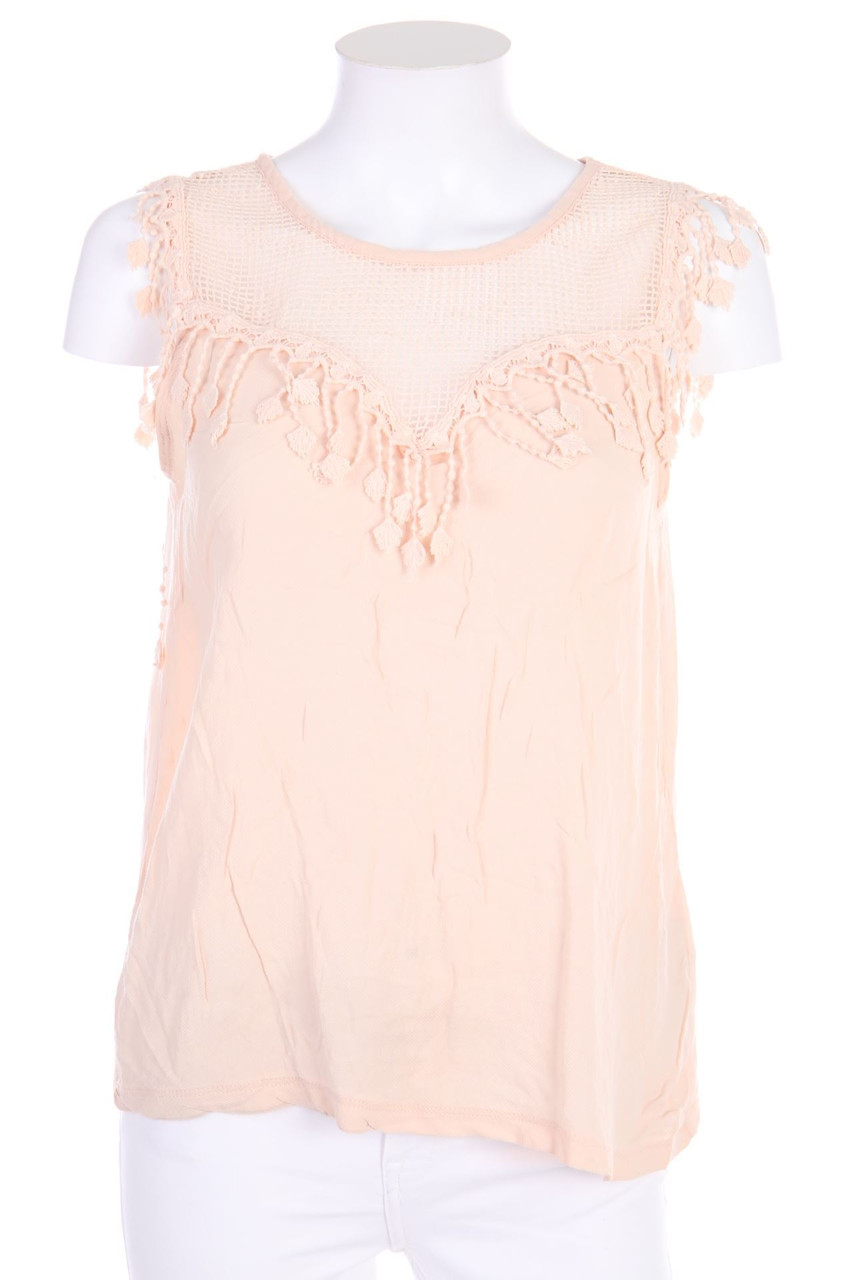 ZARA W&B - Blusentop mit Spitzen-Einsatz - M