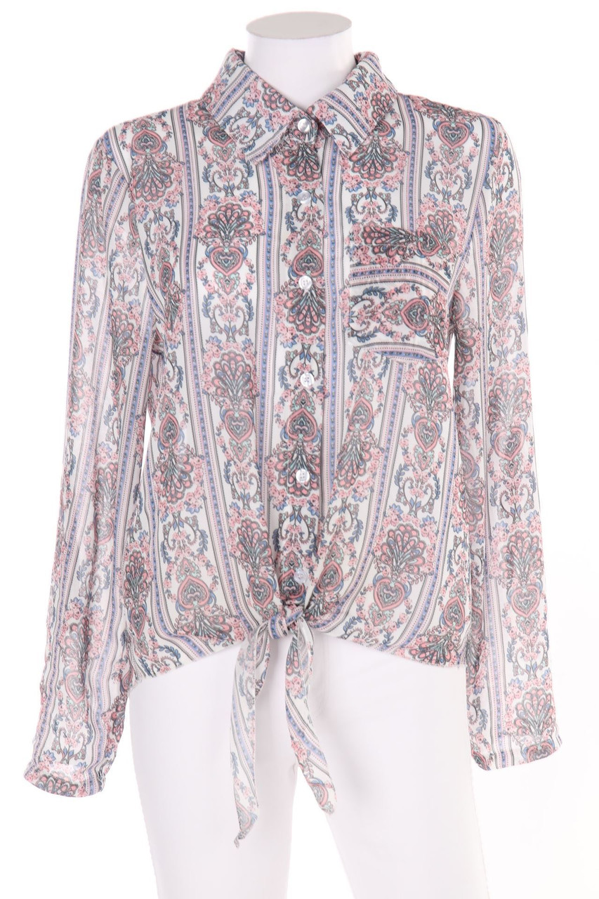 zebra - Print-Blouse with French Cuff to tie - S