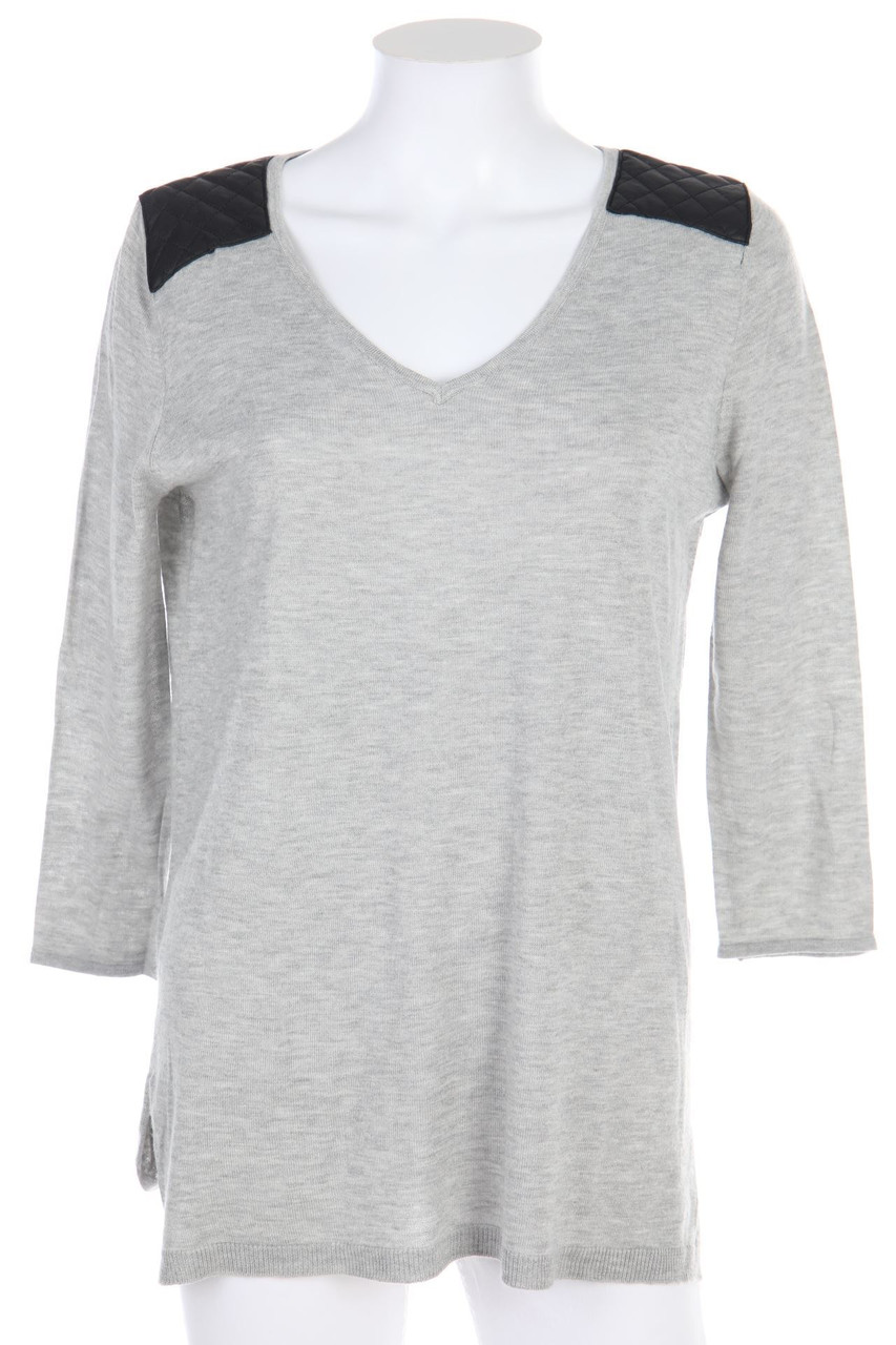H&M - Strick-Pullover mit Kunstleder-Details - XS