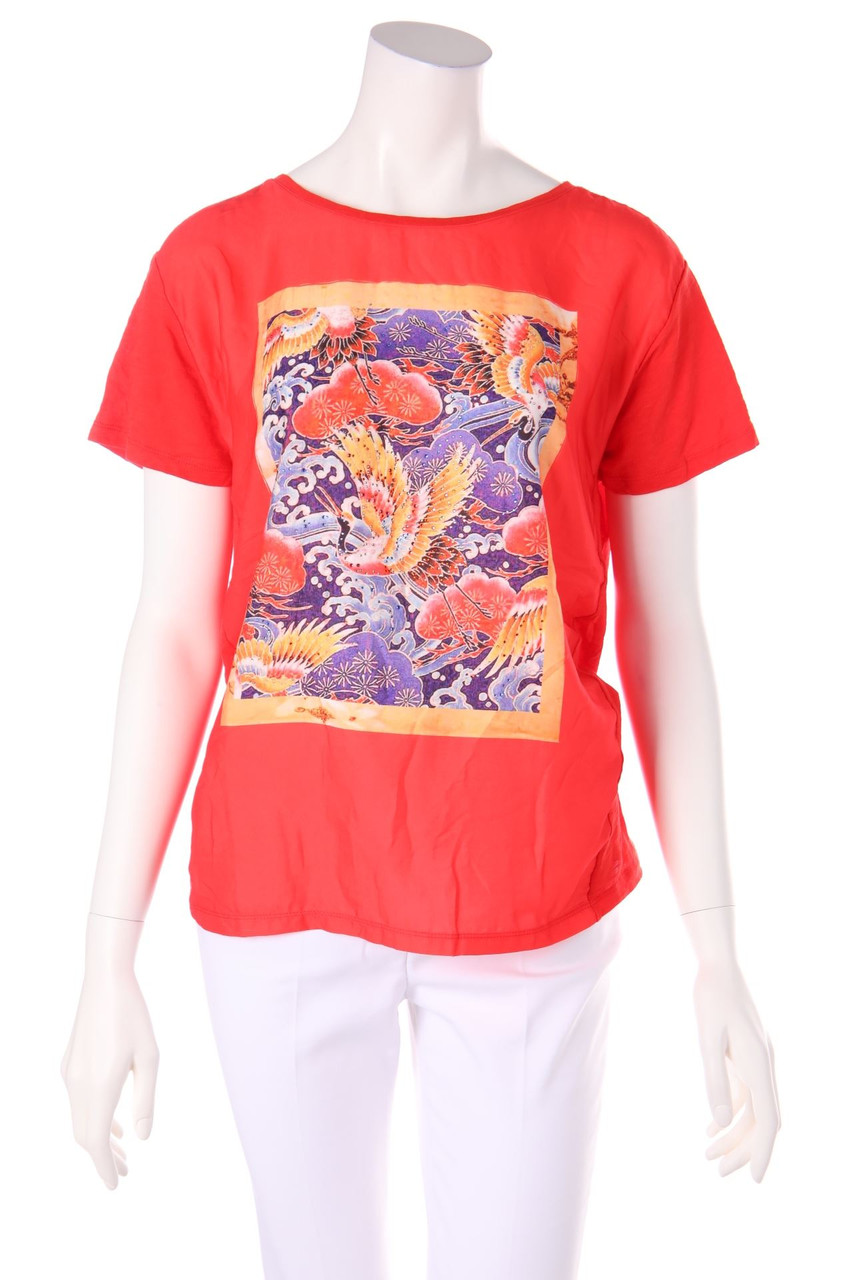 rich & royal - Print-Shortsleeve Blouse with Jewelry Stones - L