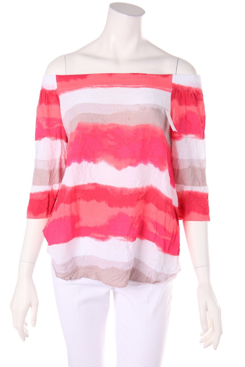 comma - Carmen-Bluse mit Streifen - D 36