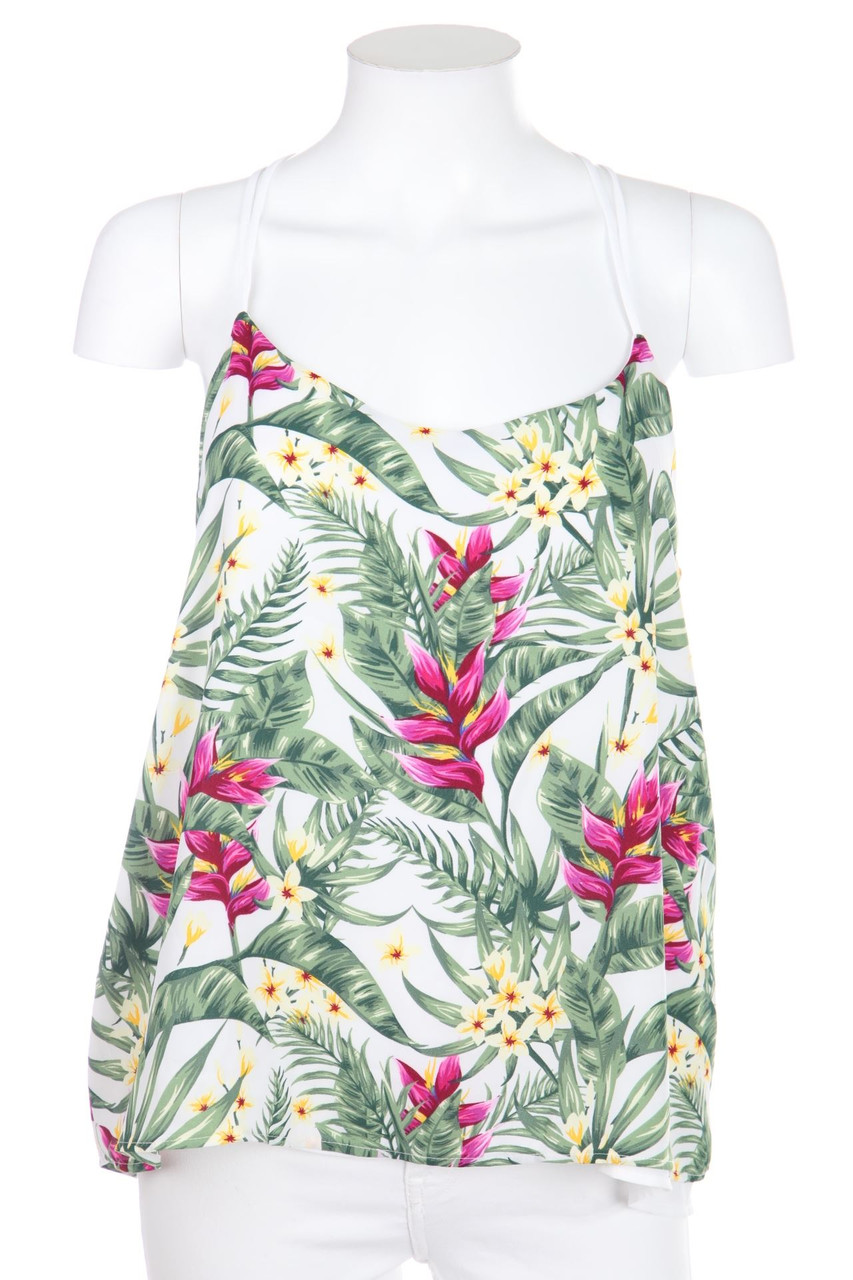 AMISU - Top mit Tropical Print - S