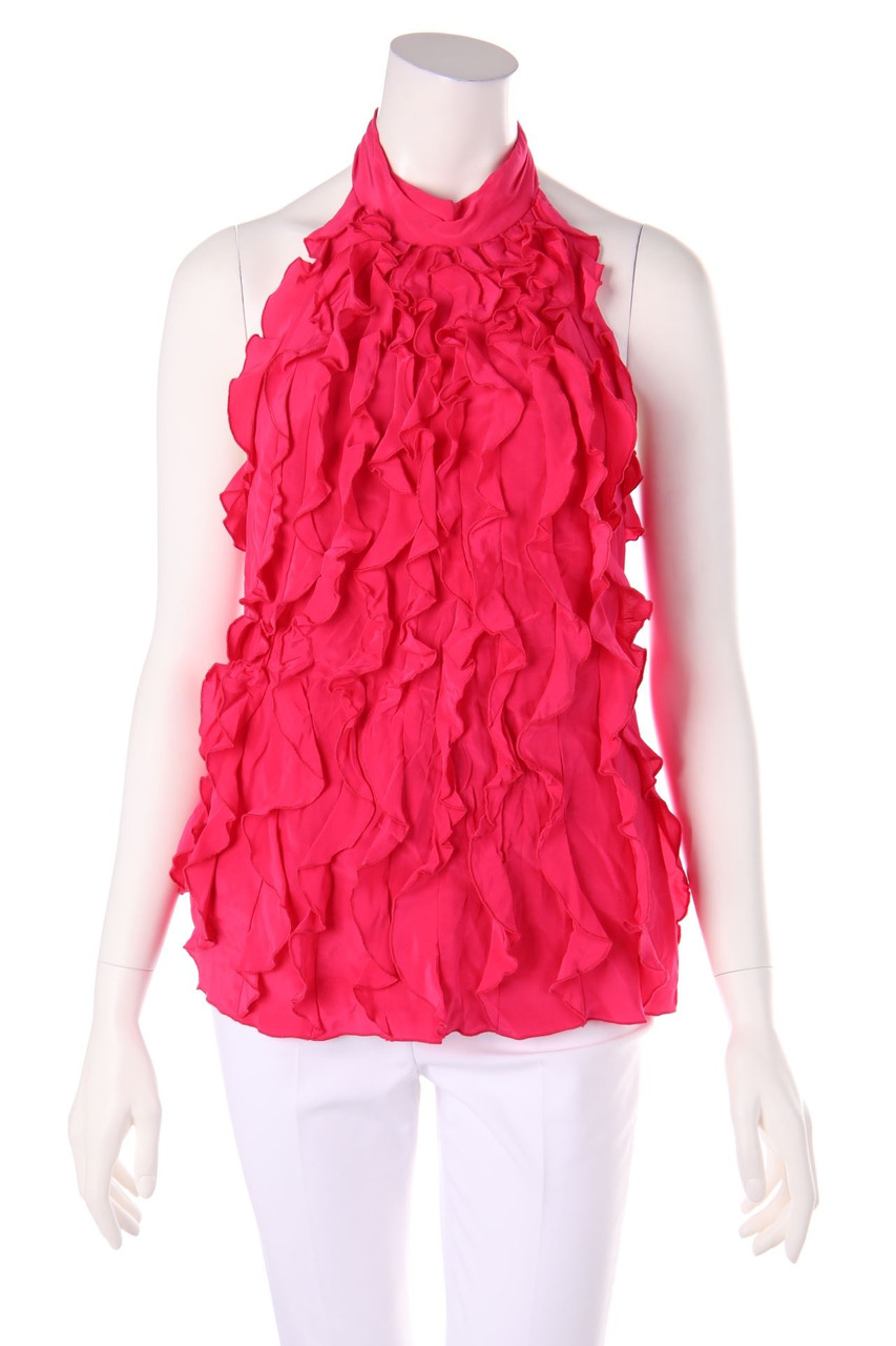 BCBG MAXAZRIA - Neckholder-Top aus Seide mit Rüschen - M