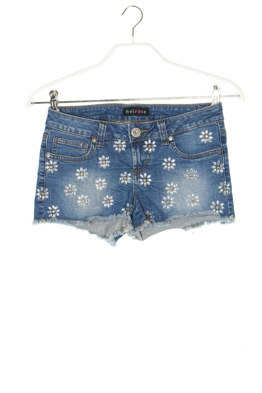 MELROSE - Used Look Jeans-Shorts mit Schmuckstein-Applikation - XS