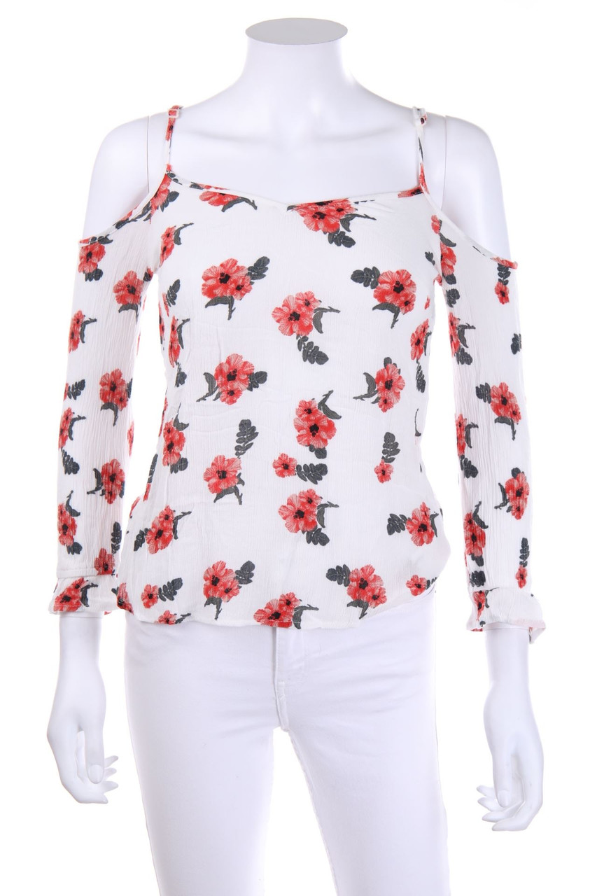 RAINBOW - Cold-Shoulder-Blouse with floral print - D 32