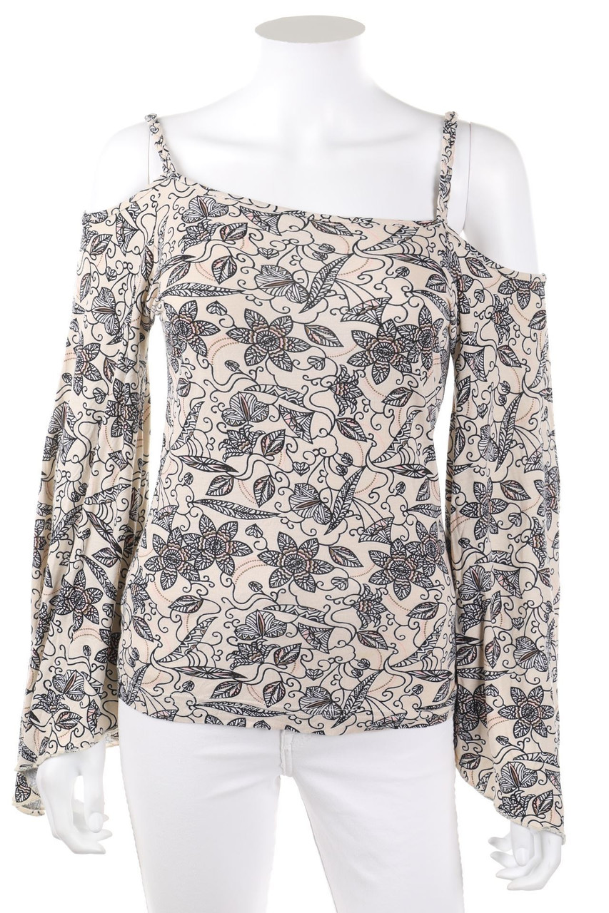 H&M - Cold-Shoulder-Longsleeve-Shirt mit floralem Muster - S