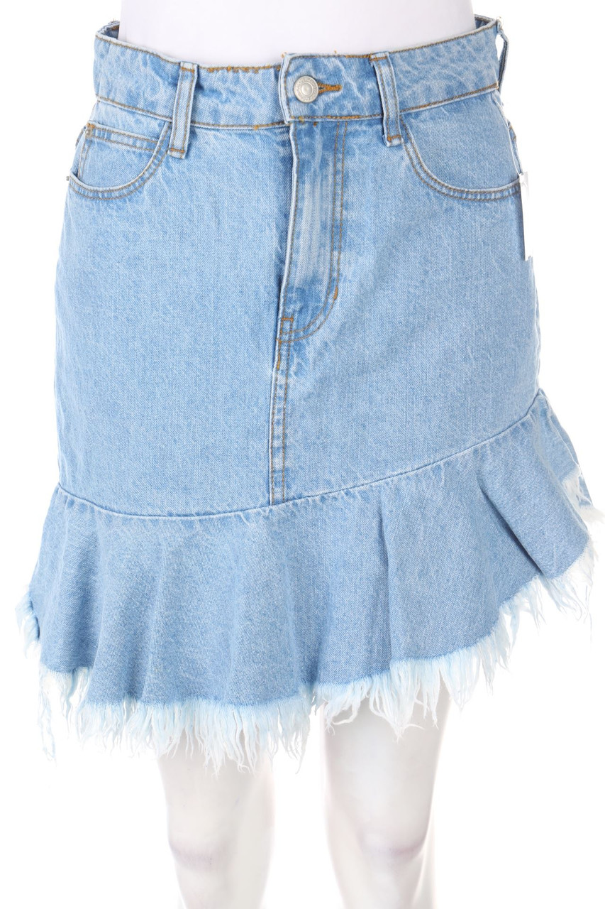 Bershka - Denim Mini Skirt, Cotton - D 36