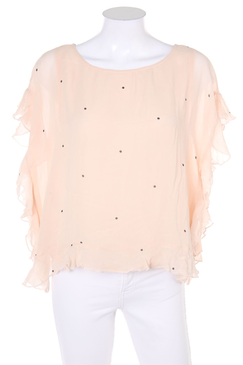 MANGO - Oversize-Kurzarm-Bluse mit Punkten - S