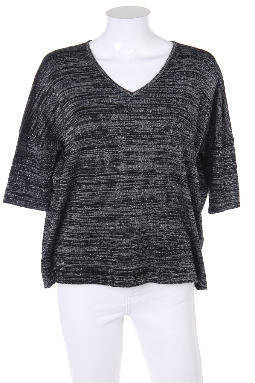 zebra - Oversize-3/4-Sleeve Pullover with Metallic Effect - XS