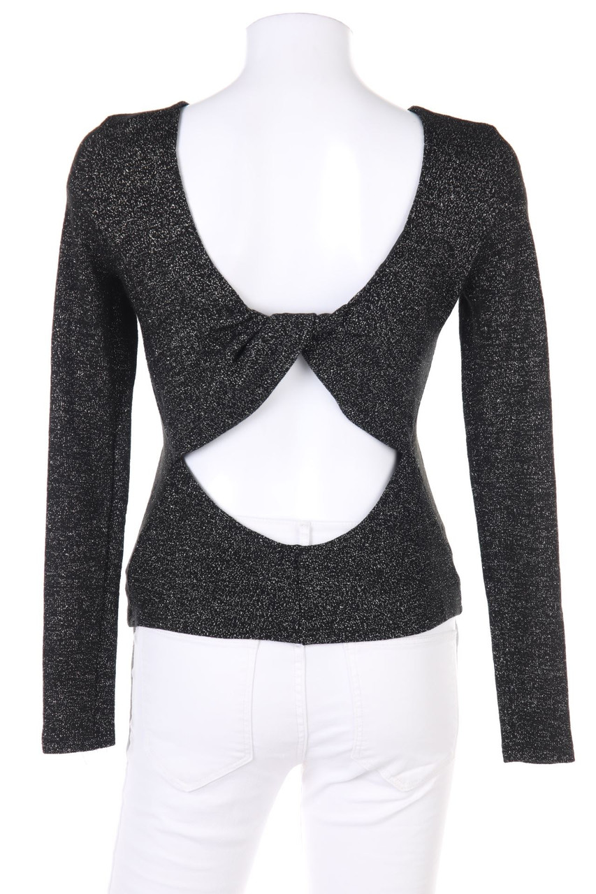 ZARA TRF - Metallic-Strick-Pullover mit Cut-out - S