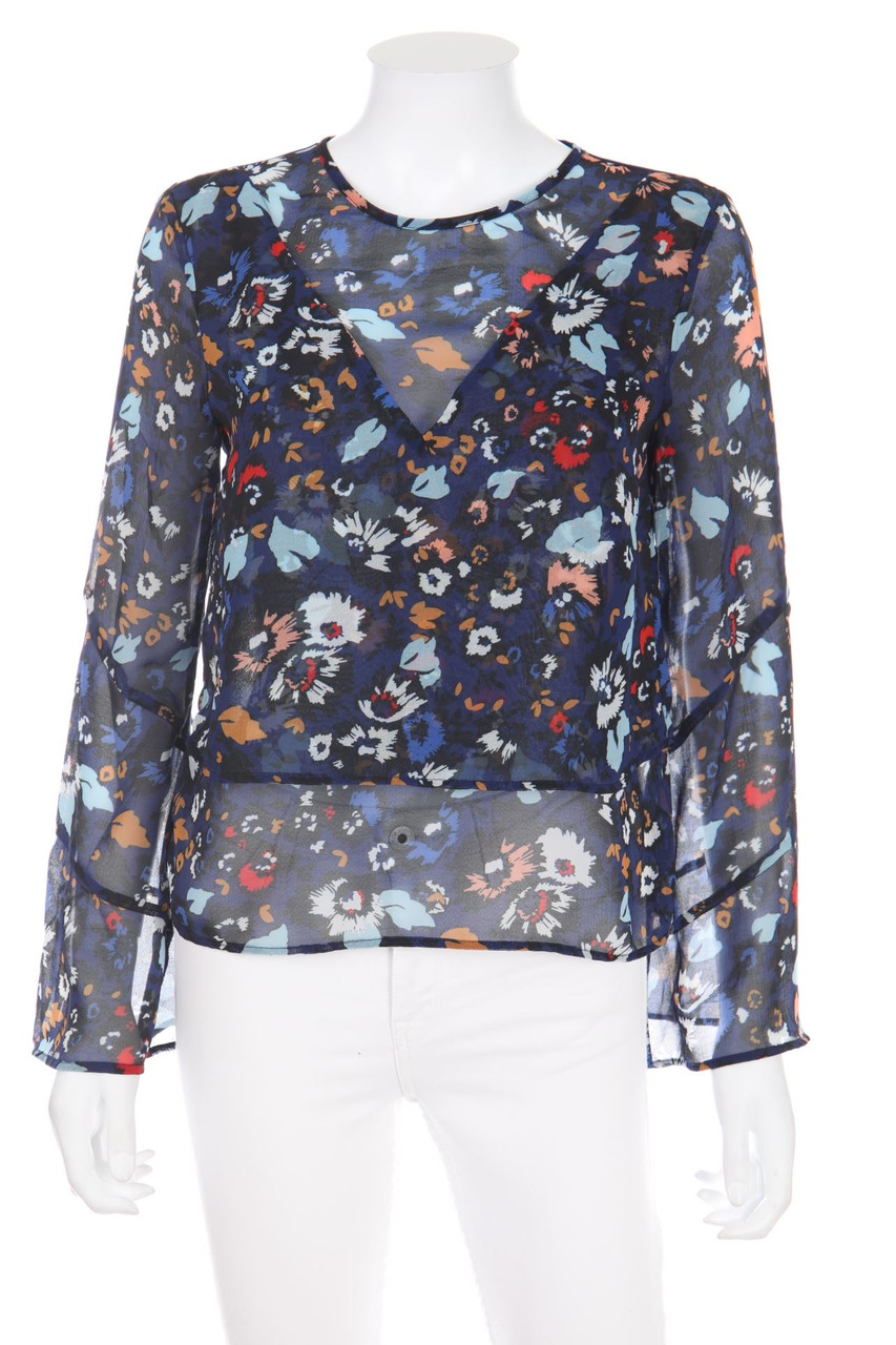 MORGAN - Blouse, Layer Look with Flower Print - D 38