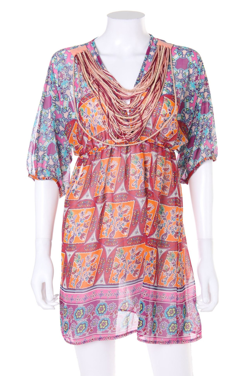 MORGAN - Print-Tunic Blouse with Batwing Sleeves - M
