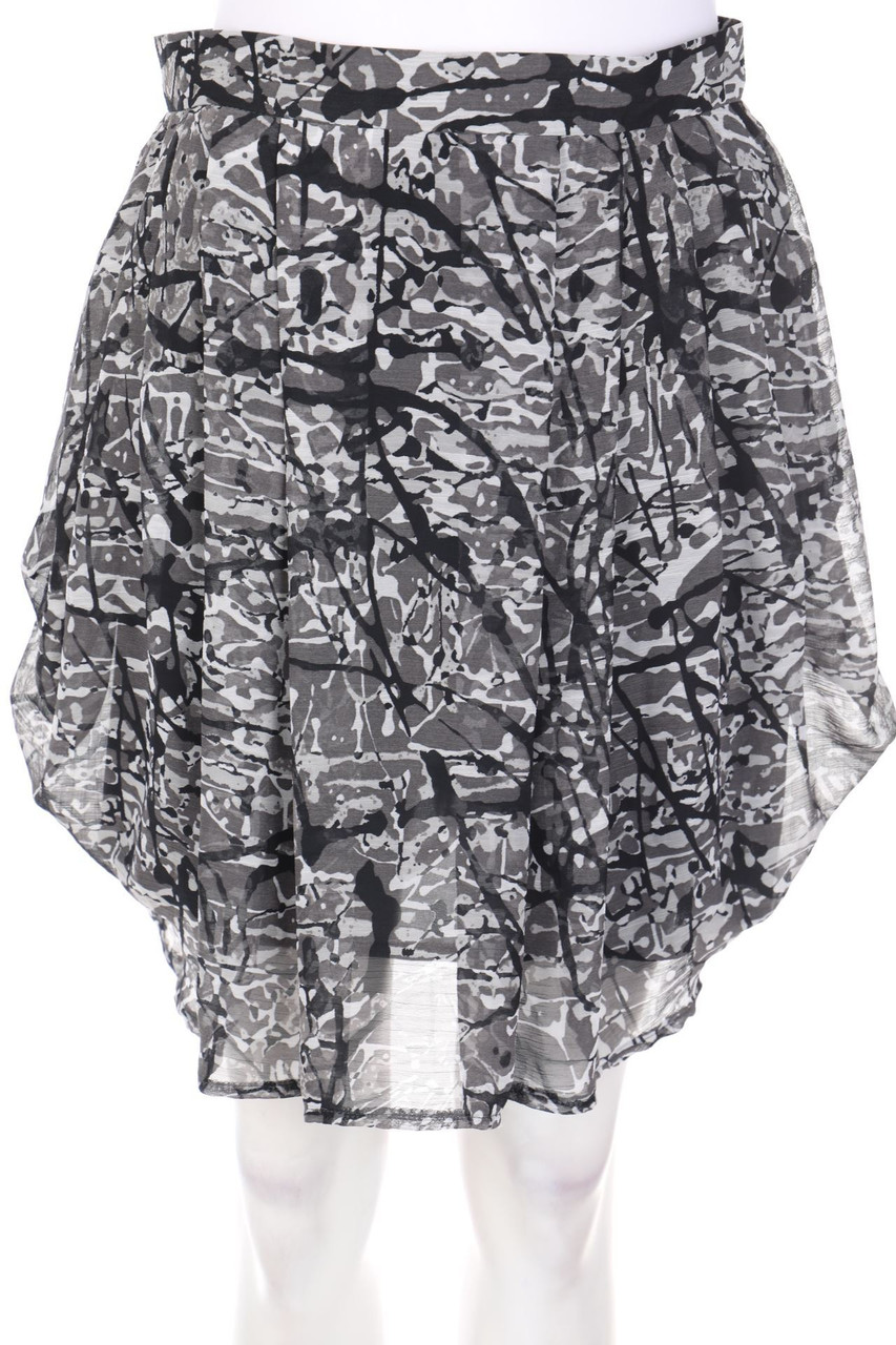 ZARA - Pleated Mini-Skirt with Print - S