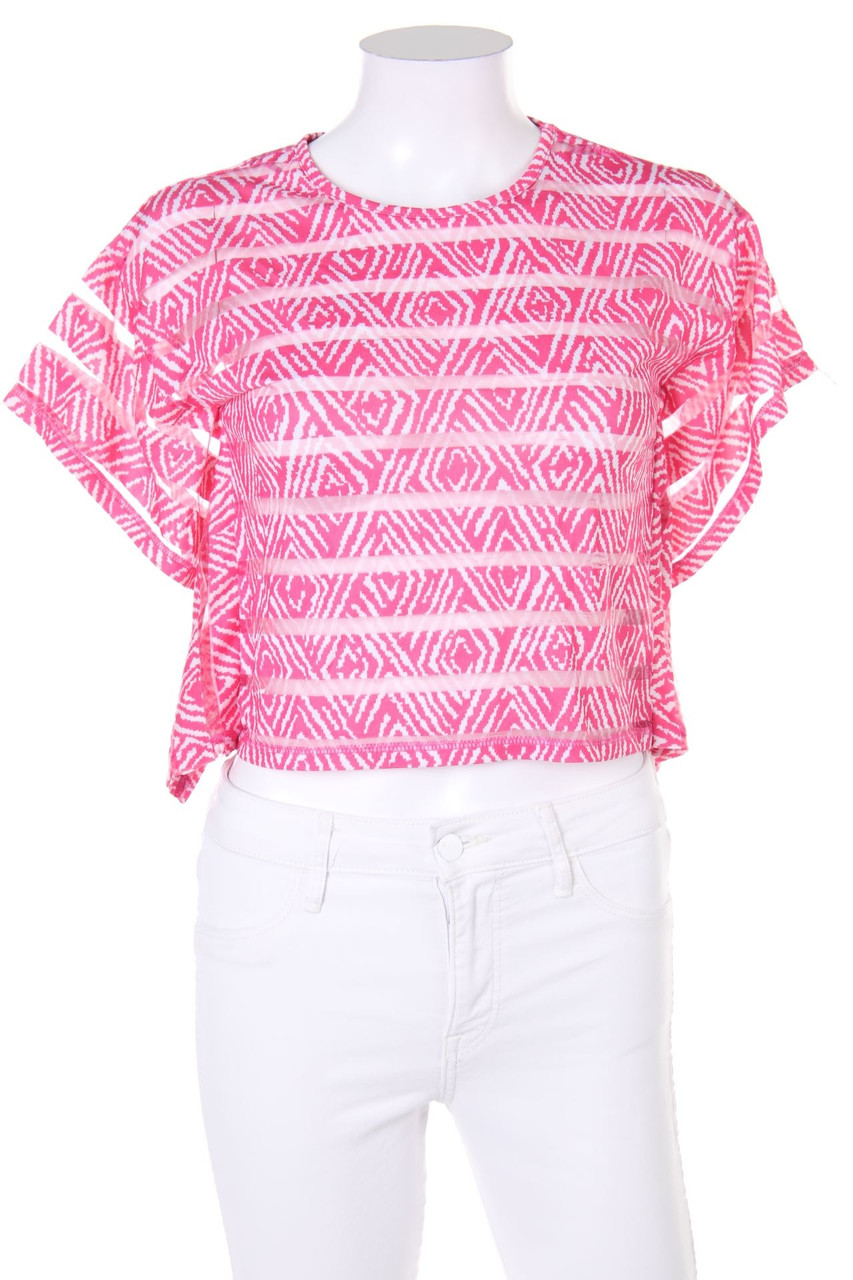 SECONDHAND - Print-Shortsleeve-Shirt with Mesh Insert - S