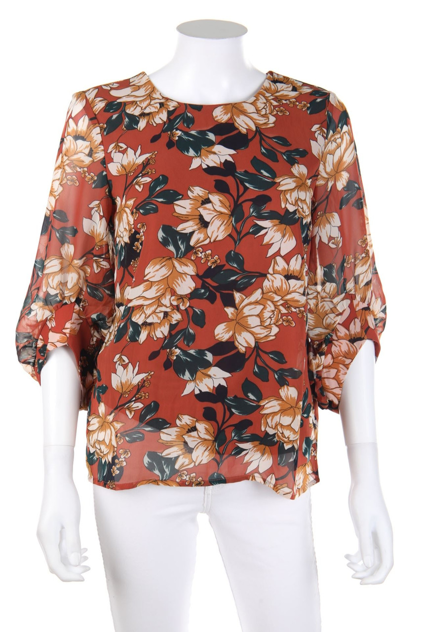 VERO MODA - Bluse mit 3/4-Ärmel mit floralem Muster - S