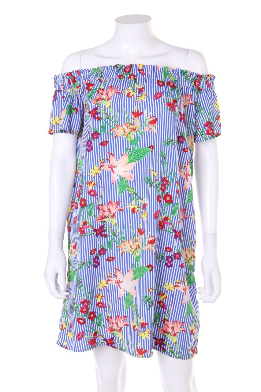 flame - Carmen-Kleid mit Print - D 36