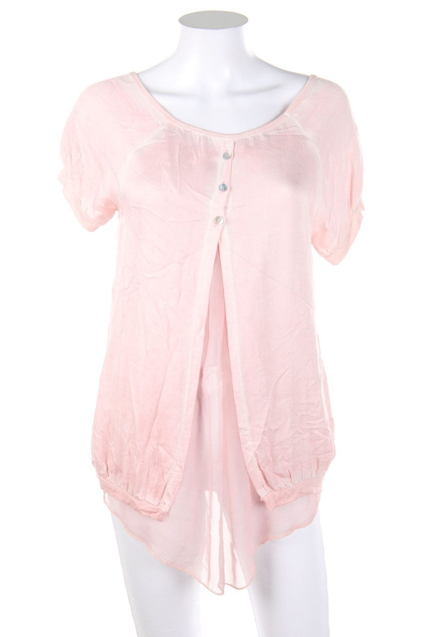 No Label - Garment Dyed-Shortsleeve Blouse, Layer Look - M