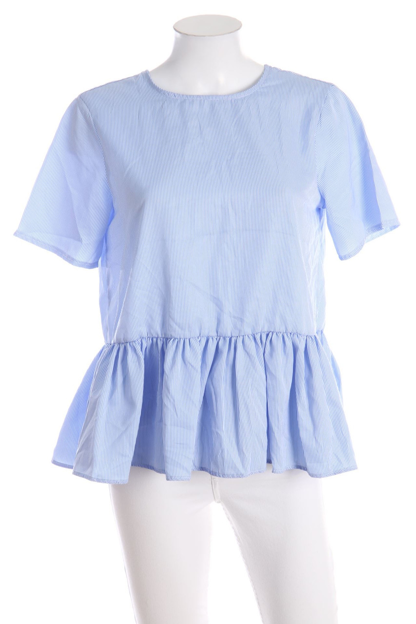 No Label - Stripe Shortsleeve Blouse with Bow - M