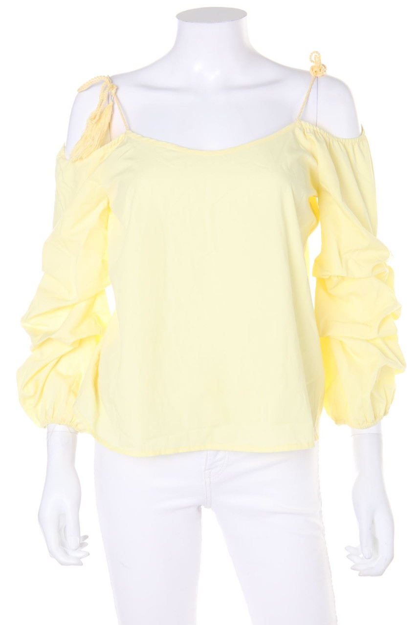 RESERVED - Strap-Off-the-shoulder blouse with Draping - D 34