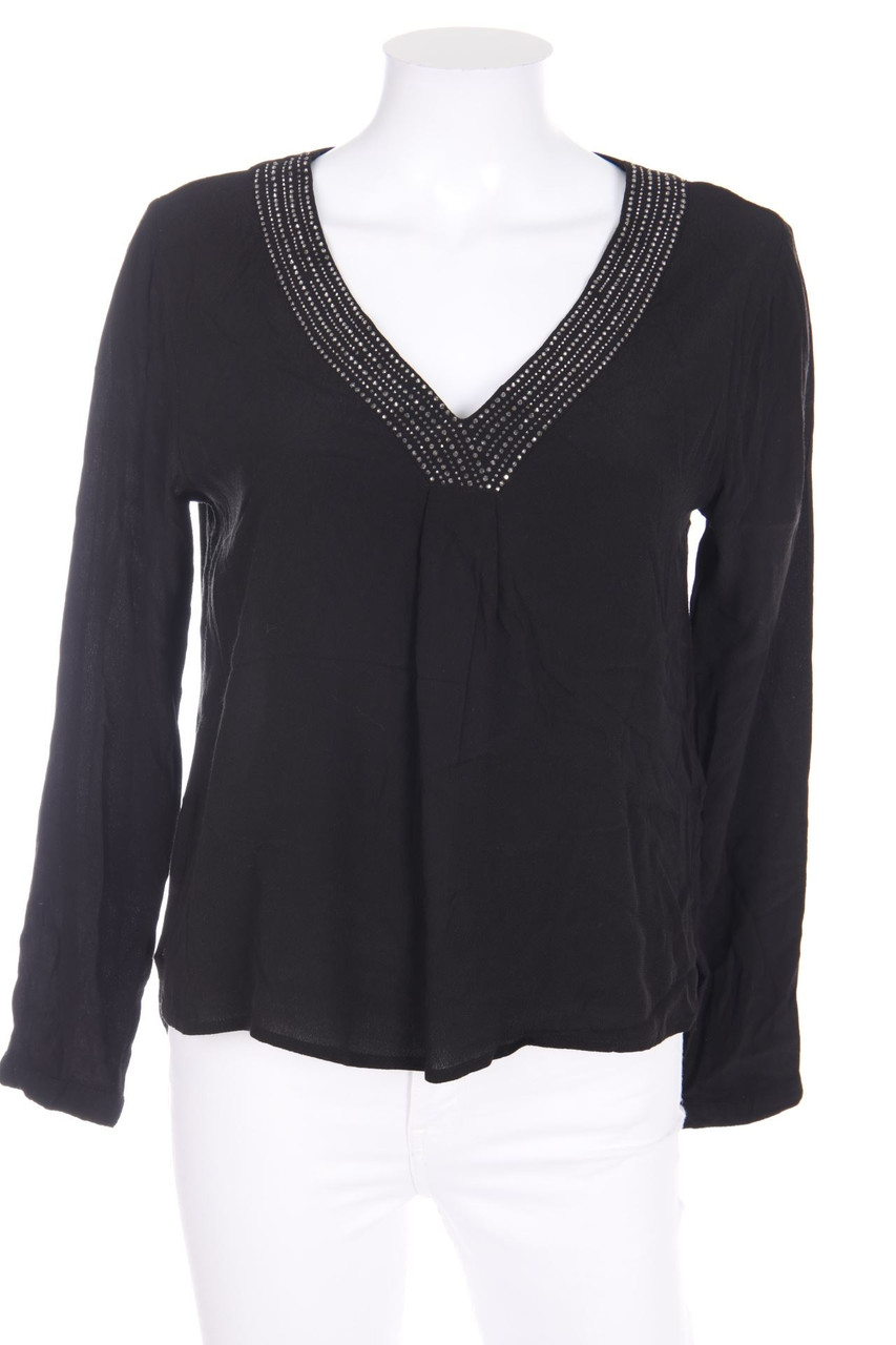 H&M - Bluse mit Schmuckstein-Applikation - L