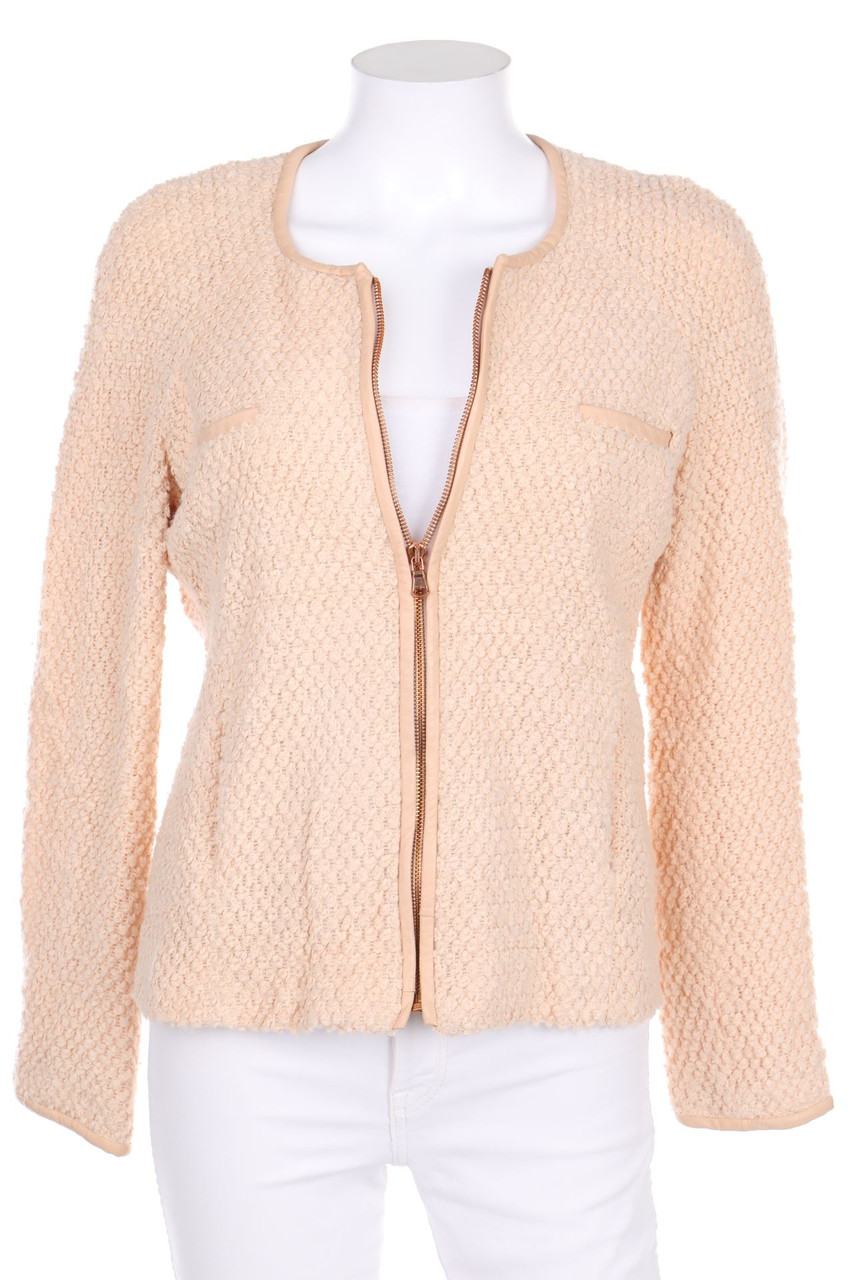 Massimo Dutti - Strick-Jacke mit Kunstleder-Details - D 38