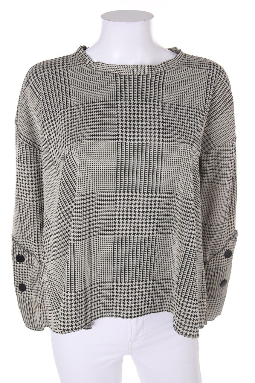 ZARA W&B - Strick-Pullover mit Karo-Muster - S