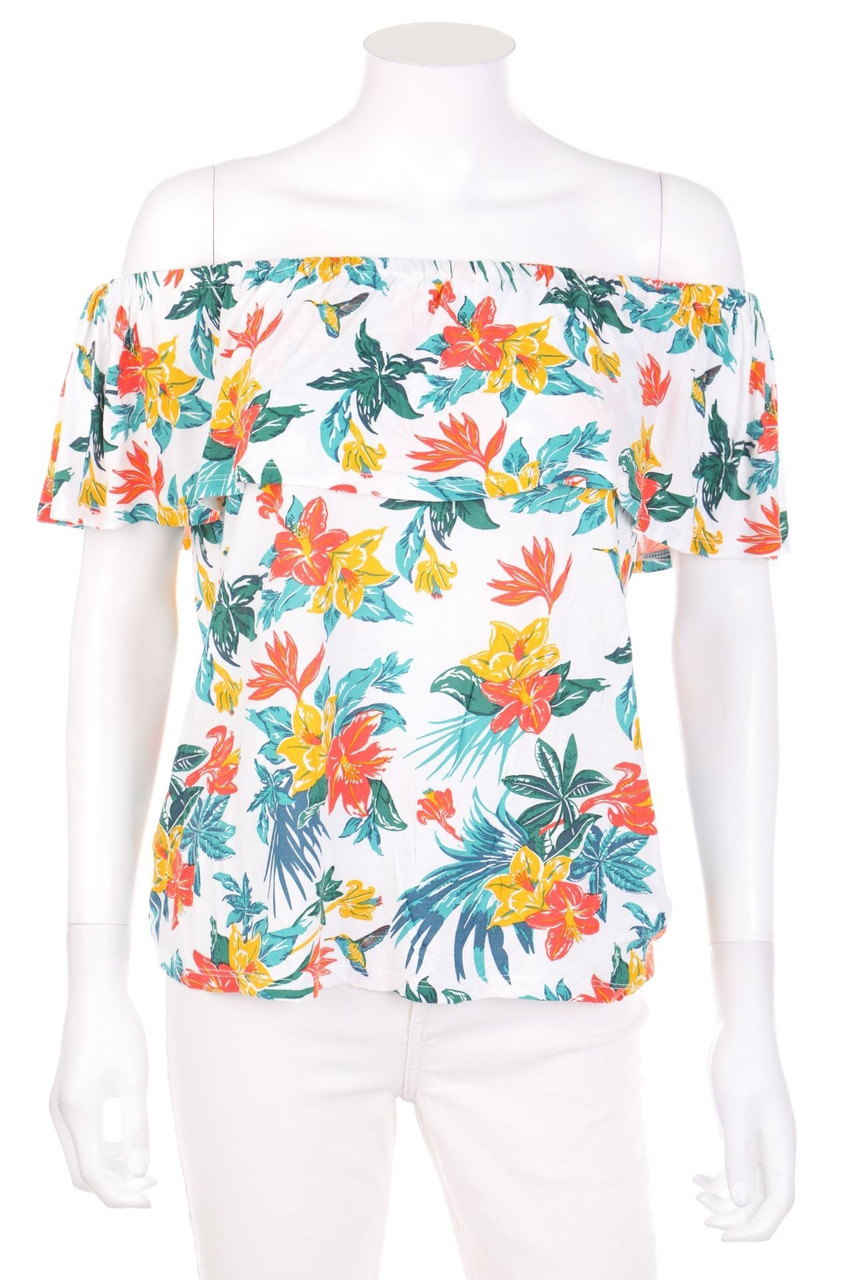 cache cache - Carmen-Bluse aus Jersey mit floralem Muster - M