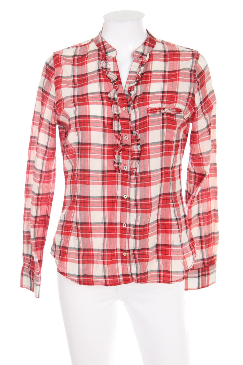 ZARA WOMAN - Karo-Bluse mit Rüschen - M