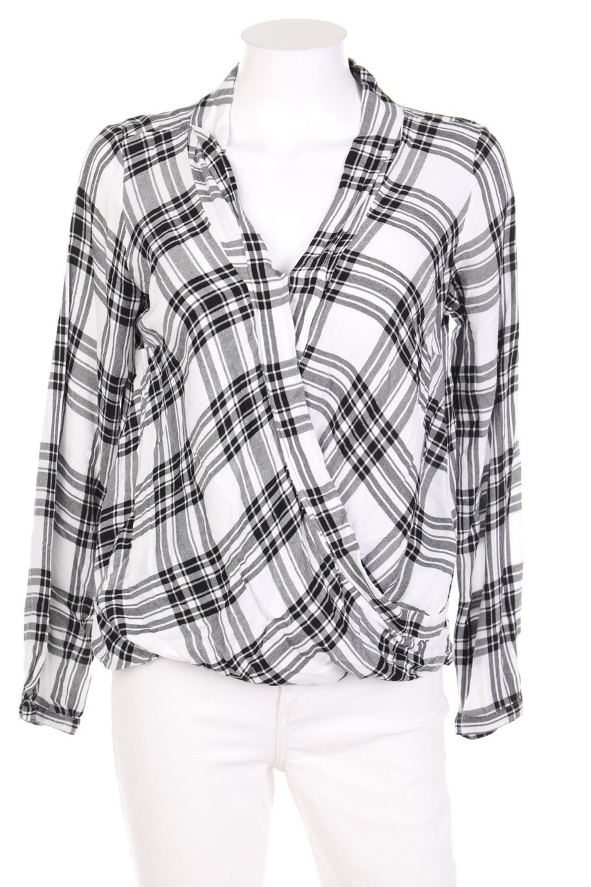 orsay - Checked Blouse with Wrap-Effect - D 36