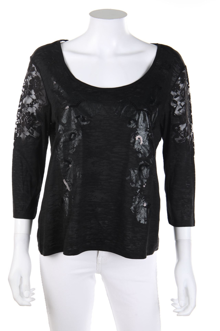 BRÉAL - 3/4-Arm-Shirt mit Spitzen-Einsatz - D 42