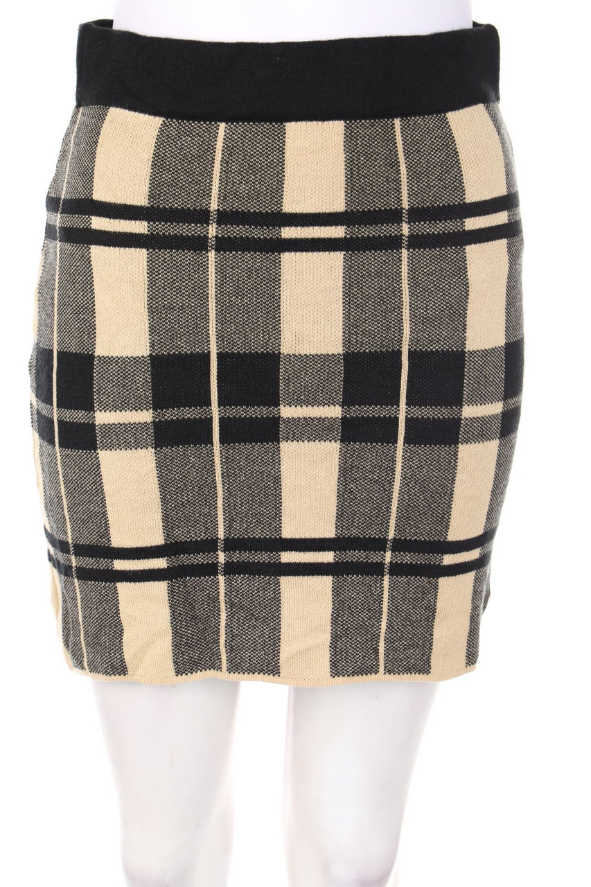 TALLY WEiJL - Knitted Mini Skirt, Checked - M