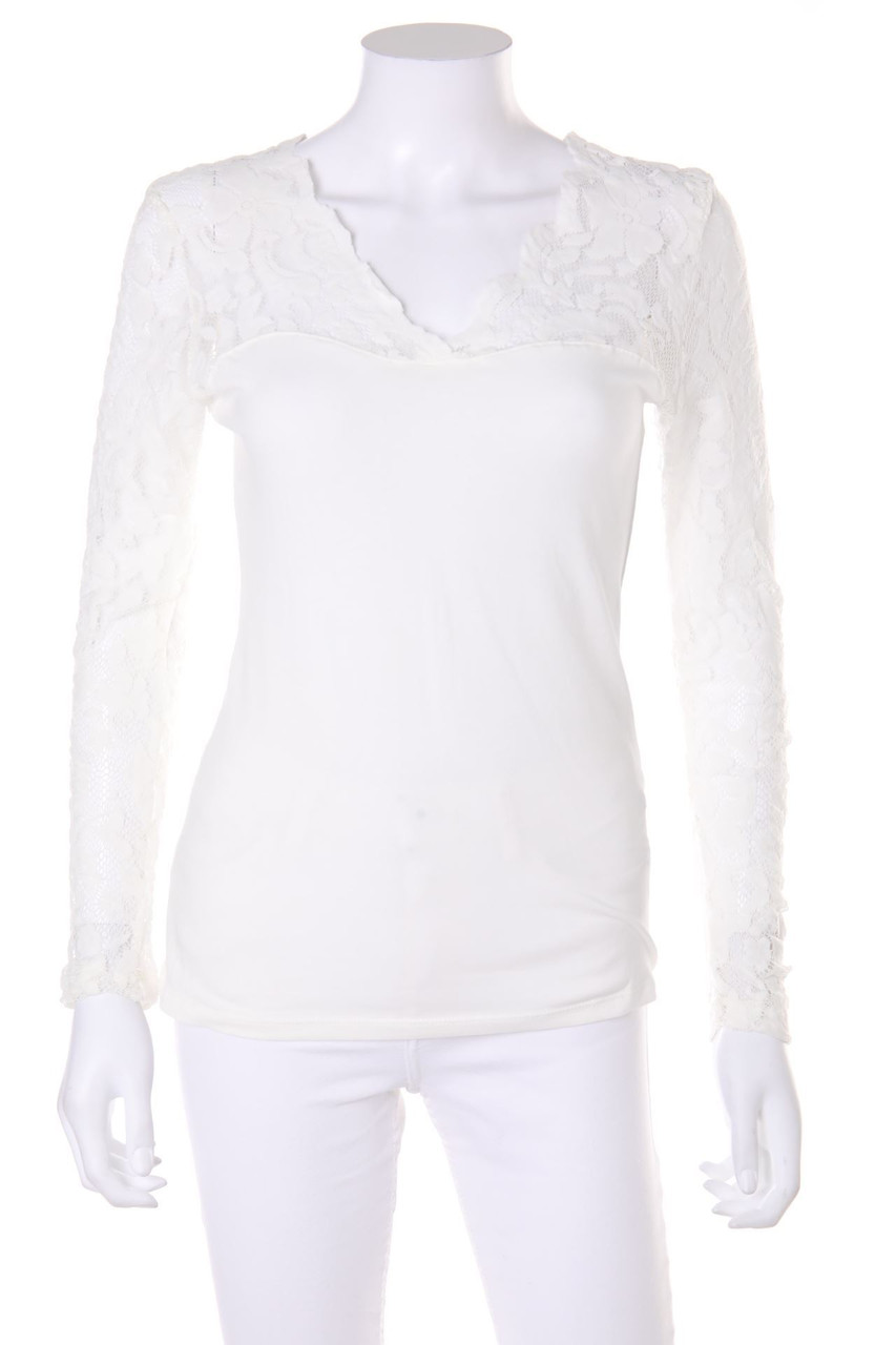 H&M - Bluse mit Spitzen-Einsatz - S