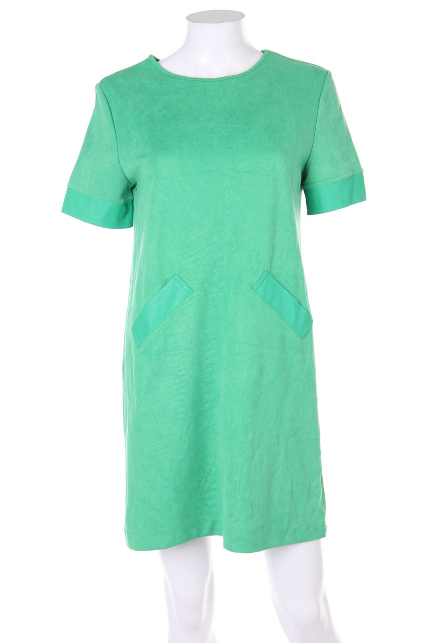 ZARA - Knit Dress with Faux Leather Details - S