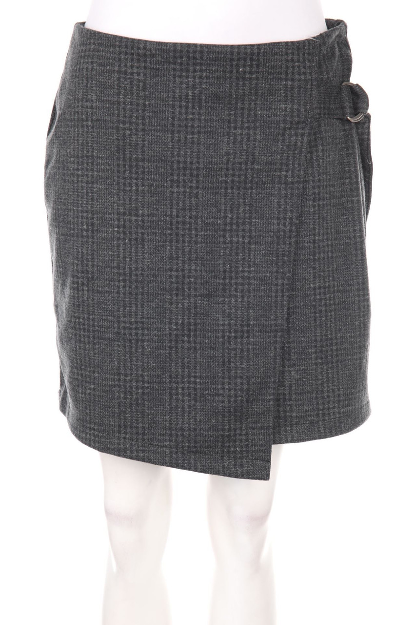No Label - Skirt with Wrap-Effect, Checked - S