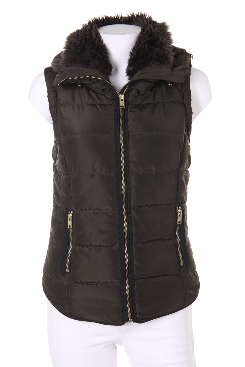 H&M - wattierte Weste mit Faux Fur-Kragen - XS