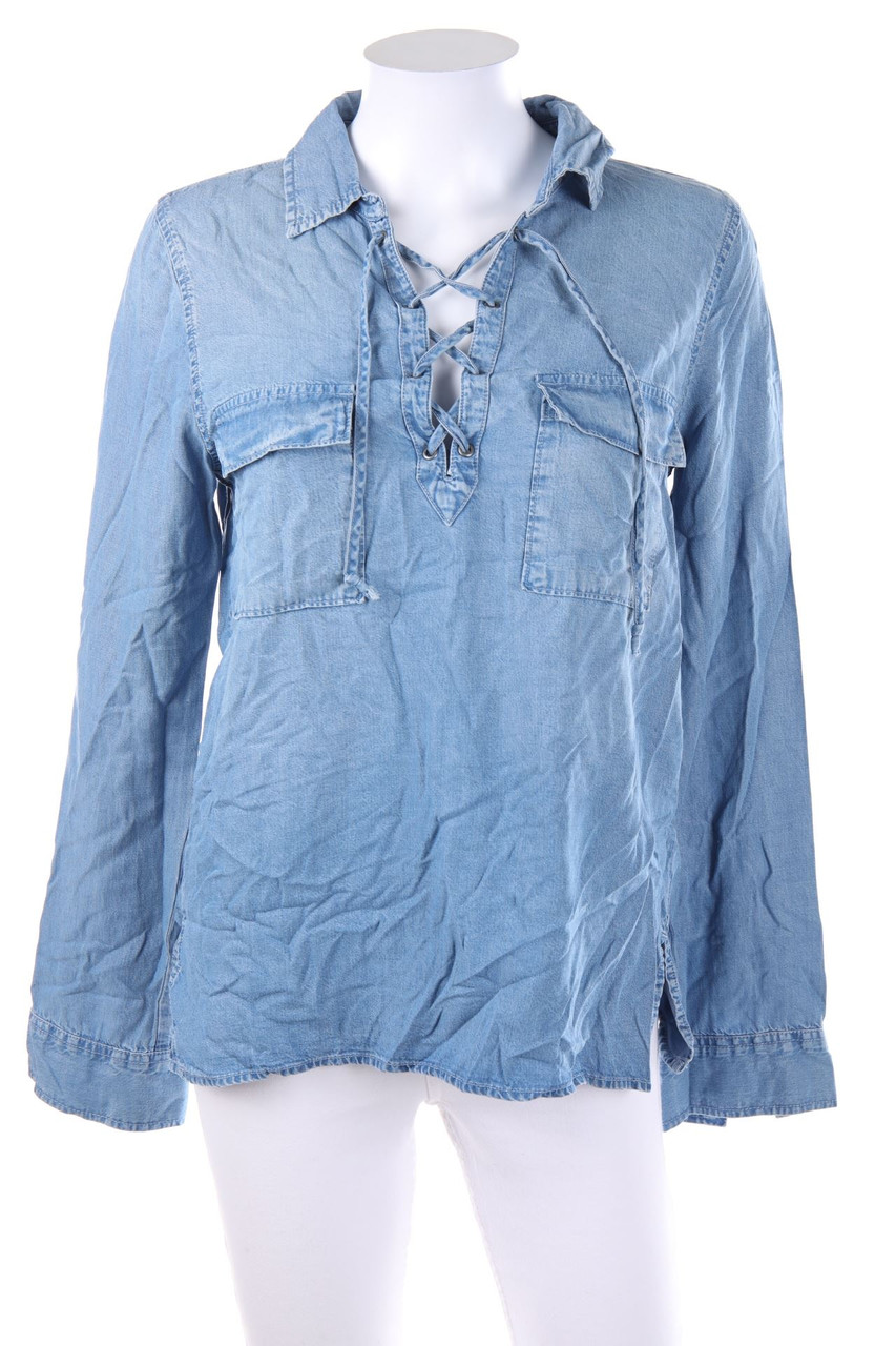 Abercrombie & Fitch - Tunic Blouse, Denim Look with Lacing - M