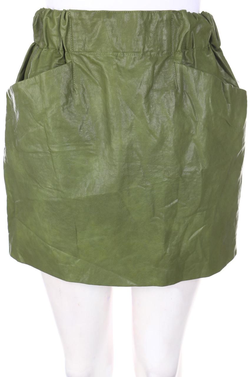 ZARA - Faux Leather Skirt with Ruffles - S