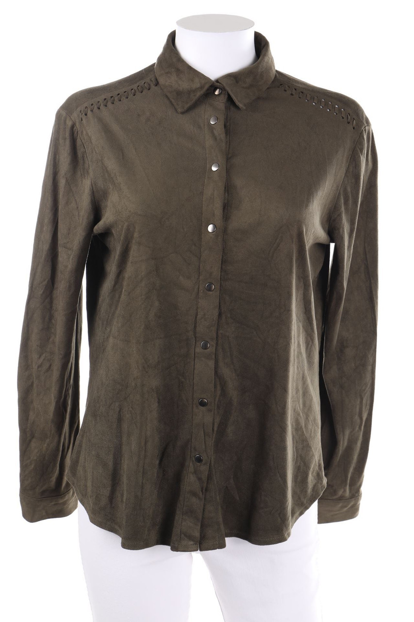 ZARA - Faux Leather-Bluse mit Schnürung - M