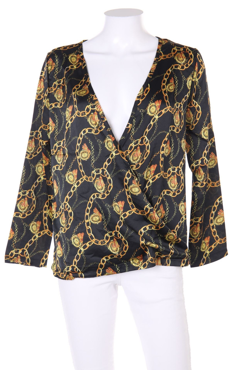 No Label - Blouse with Wrap-Effect with Print - S
