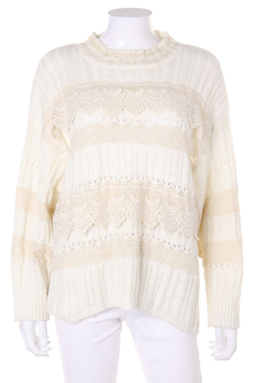 zebra - Pullover with Lace Insert - ONE SIZE