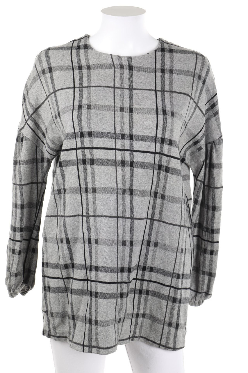 ZARA - Oversize-Strick-Pullover mit Tartan-Muster - S