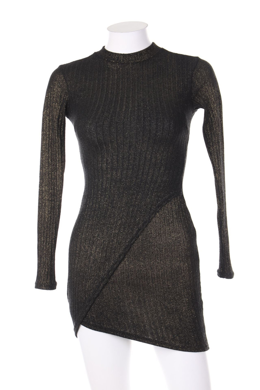 Ohne Label - Glitzer-Party-Kleid mit asymmetrischem Schnitt - D 34