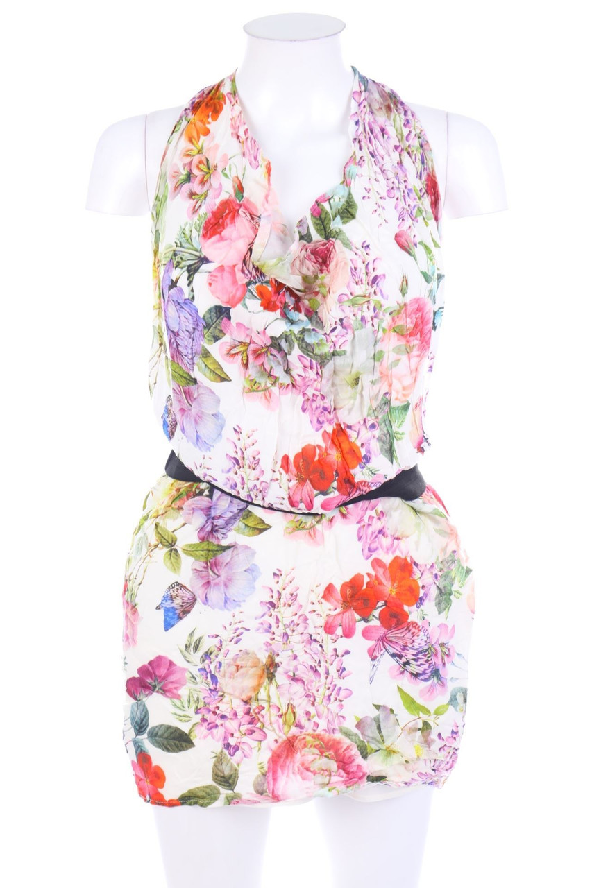 ZARA TRF - Neckholder-Minikleid mit Blumen-Print - M