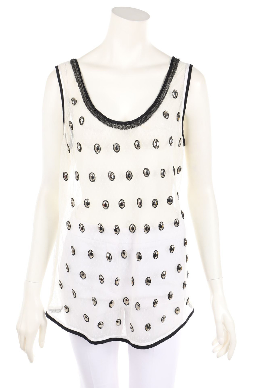 MANDARIN - Top, Lace with Jewelry Stones - L