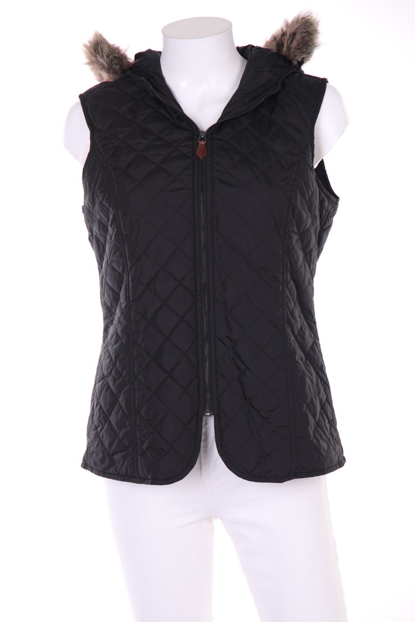 Massimo Dutti - wattierte Weste mit Fake Fur-Besatz - L