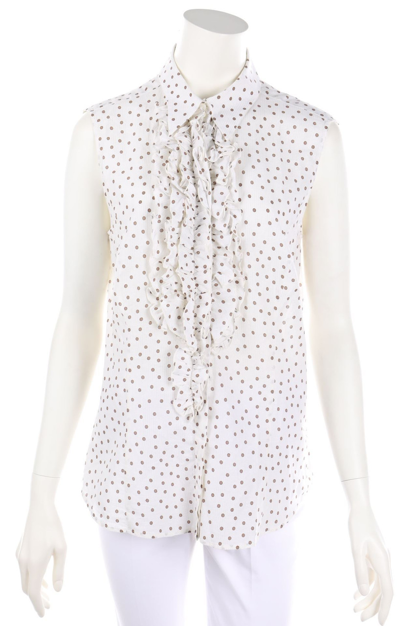 Max Mara - Rüschen-Blusentop mit Punkten - D 44